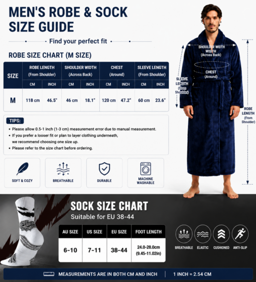 Elosung Grey Flannel Robe with 2 Sock Pairs – image 7