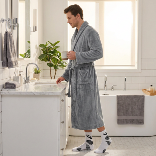 Elosung Men's Winter Robe and Socks Bundle – image 5