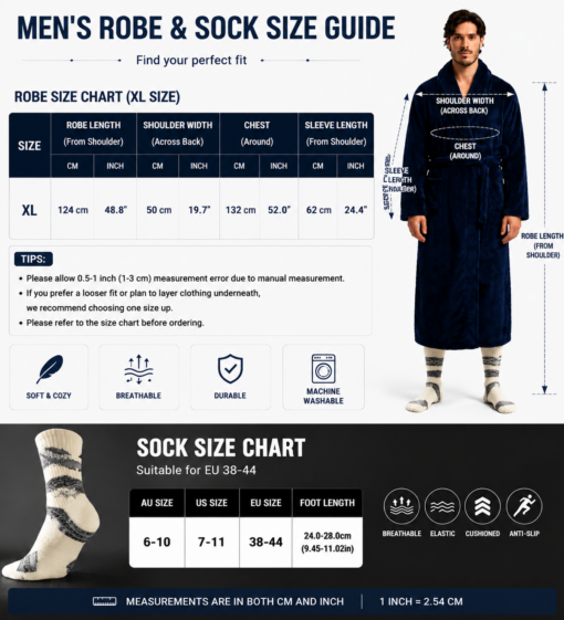 Elosung Men's Lounge Set with Flannel Robe – image 7