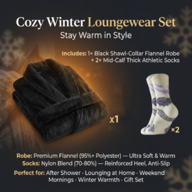 Elosung Men's Flannel Robe Set with 2 Pairs Socks – image 1