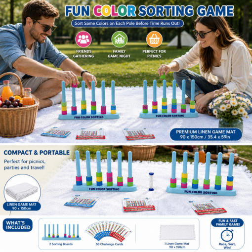 Elosung Colour Sorting Game Bundle with Linen Blanket – image 2