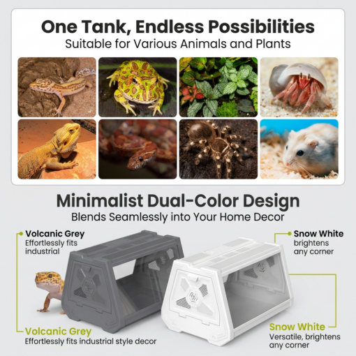Elosung Grey Desktop Reptile Terrarium Double Doors – image 3