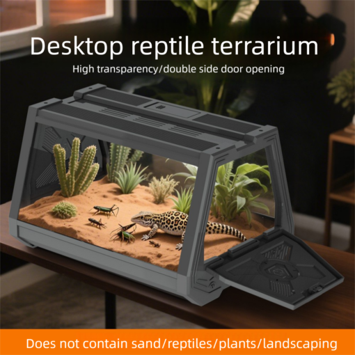 Elosung Grey Desktop Reptile Terrarium Double Doors – image 6