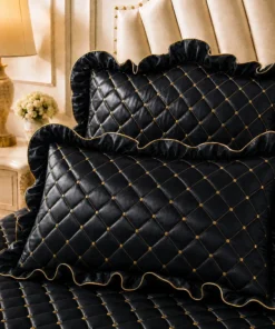 Elosung Quilted Bed Skirt Set with Lace Trim - Image 5