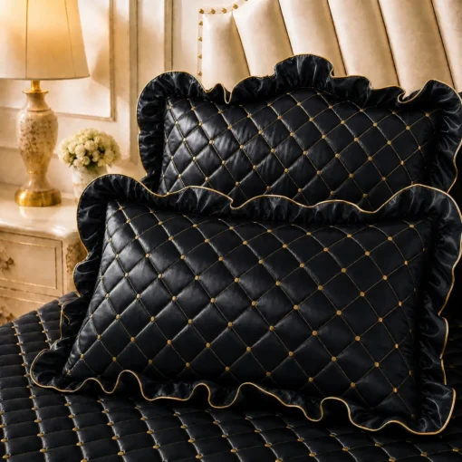 Elosung Quilted Bed Skirt Set with Lace Trim – image 5