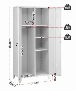 Artiss Lockable Steel Wardrobe with 4 Shelves - Image 4