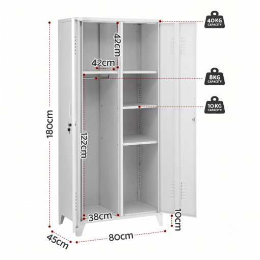 Artiss Lockable Steel Wardrobe with 4 Shelves – image 4