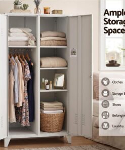 Artiss Lockable Steel Wardrobe with 4 Shelves - Image 6