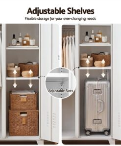 Artiss Lockable Steel Wardrobe with 4 Shelves - Image 7