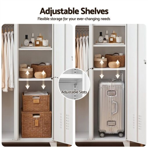 Artiss Lockable Steel Wardrobe with 4 Shelves – image 7