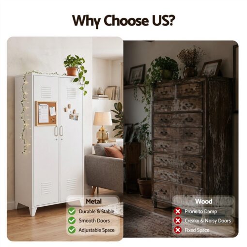 Artiss Lockable Steel Wardrobe with 4 Shelves – image 9