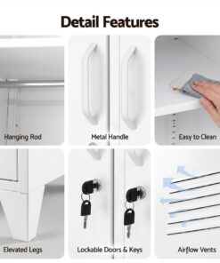 Artiss Lockable Steel Wardrobe with 4 Shelves - Image 10
