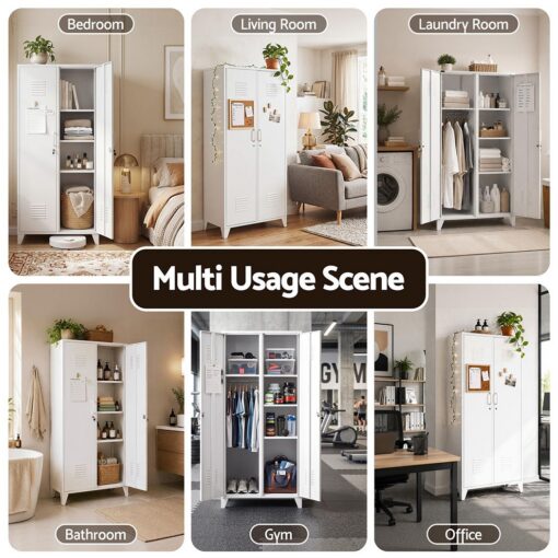 Artiss Lockable Steel Wardrobe with 4 Shelves – image 11