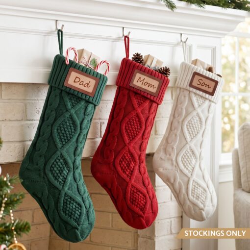 Jingle Jollys Knitted Christmas Stockings Set of 3 – image 1